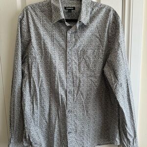 Express Men's Black and White Geometric Shirt